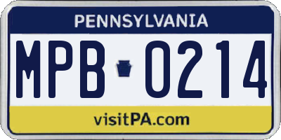 PA license plate MPB0214