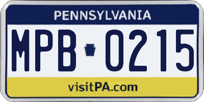 PA license plate MPB0215