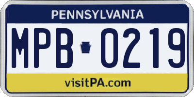 PA license plate MPB0219