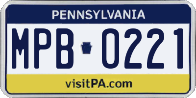 PA license plate MPB0221