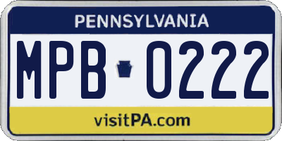 PA license plate MPB0222