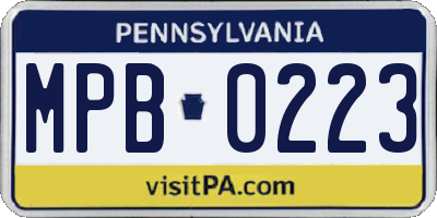 PA license plate MPB0223