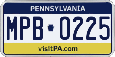 PA license plate MPB0225