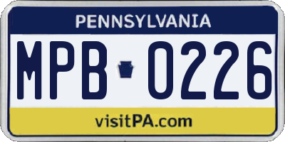 PA license plate MPB0226