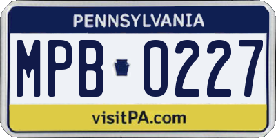 PA license plate MPB0227