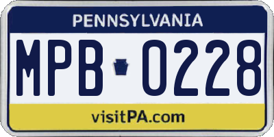 PA license plate MPB0228