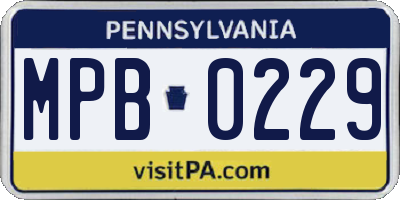 PA license plate MPB0229