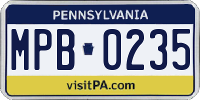 PA license plate MPB0235