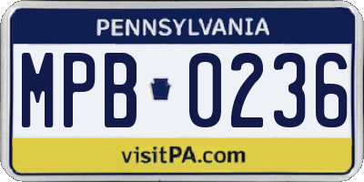 PA license plate MPB0236
