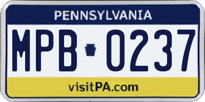PA license plate MPB0237