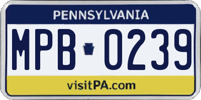 PA license plate MPB0239