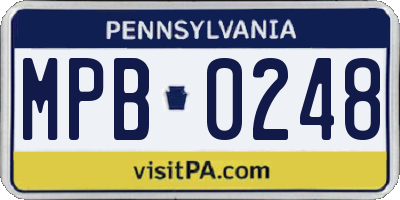 PA license plate MPB0248