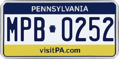 PA license plate MPB0252
