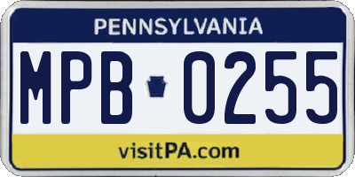 PA license plate MPB0255