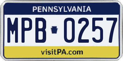 PA license plate MPB0257