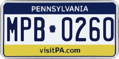 PA license plate MPB0260