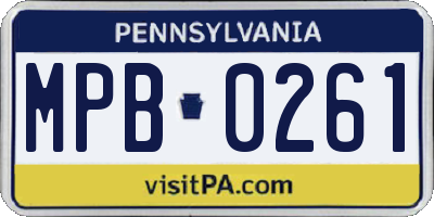 PA license plate MPB0261