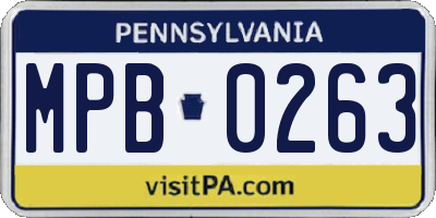 PA license plate MPB0263