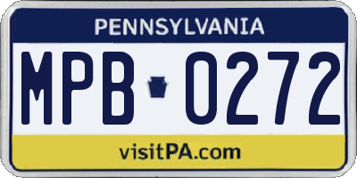 PA license plate MPB0272