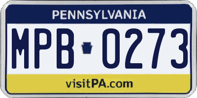 PA license plate MPB0273