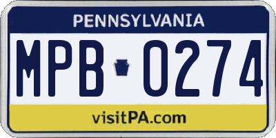 PA license plate MPB0274