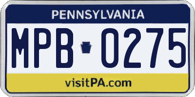 PA license plate MPB0275