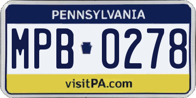 PA license plate MPB0278