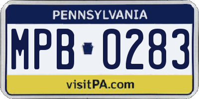 PA license plate MPB0283
