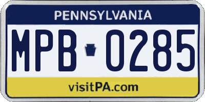 PA license plate MPB0285
