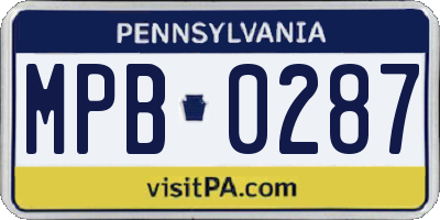 PA license plate MPB0287