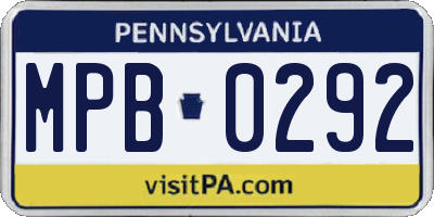 PA license plate MPB0292