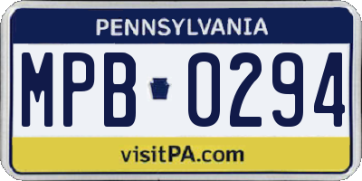 PA license plate MPB0294