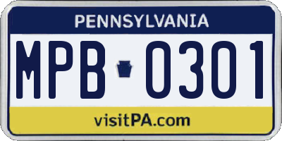 PA license plate MPB0301