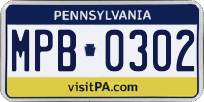 PA license plate MPB0302