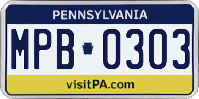 PA license plate MPB0303