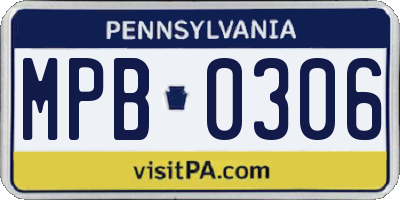 PA license plate MPB0306
