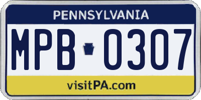 PA license plate MPB0307