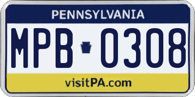 PA license plate MPB0308