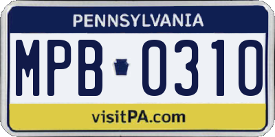 PA license plate MPB0310