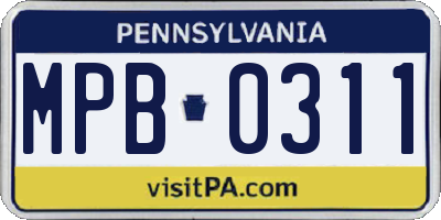 PA license plate MPB0311