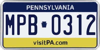 PA license plate MPB0312