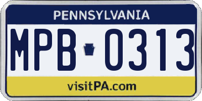 PA license plate MPB0313