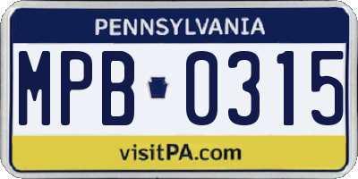 PA license plate MPB0315