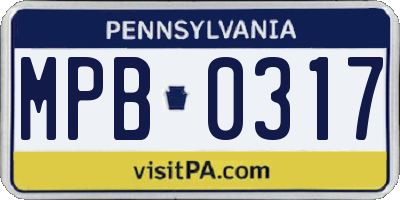 PA license plate MPB0317
