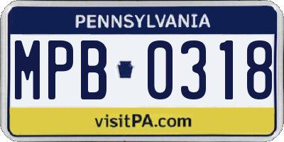 PA license plate MPB0318