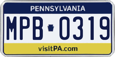 PA license plate MPB0319