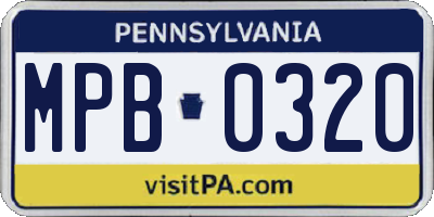 PA license plate MPB0320