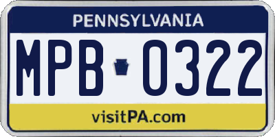PA license plate MPB0322