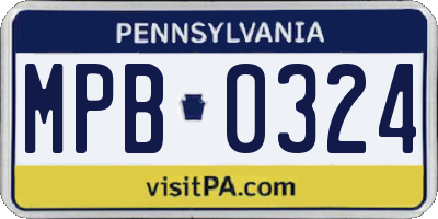 PA license plate MPB0324
