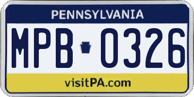 PA license plate MPB0326